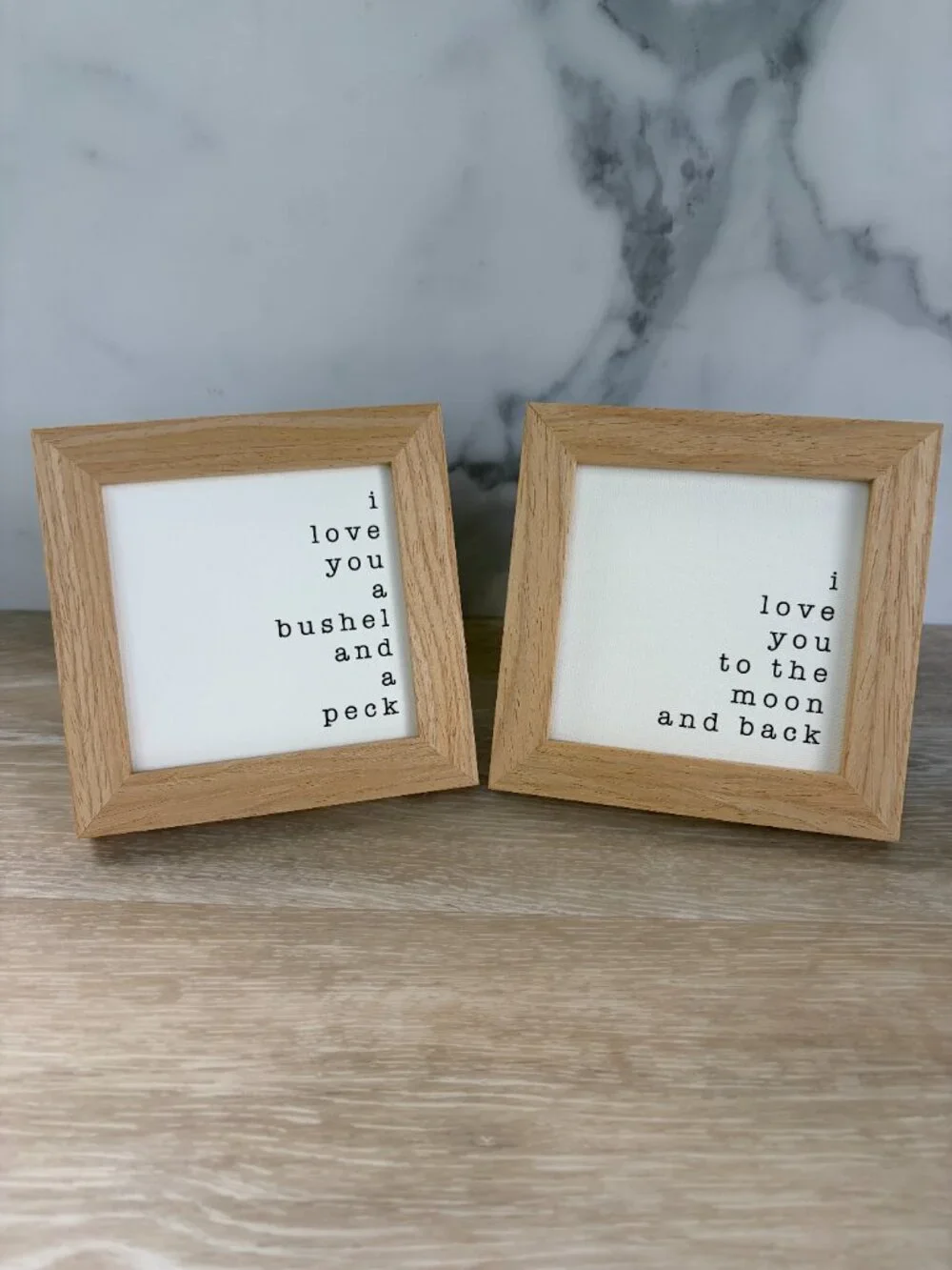 I Love You Themed Canvas Wood Sign 2 Pack 4x4 Natural Rustic Tiered Tray Shelf